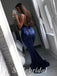 Sexy Sequin Spaghetti Straps V-Neck Backless Mermaid Long Prom Dresses,PD0758