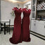 Unique Rust Satin Bridesmaid Dresses Mermaid Long Wedding Guest Dress,SFWG00426