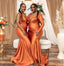 Hot Multiway Orange Bridesmaid Dresses Stretch Satin Wedding Guest Dress, SFWG00419