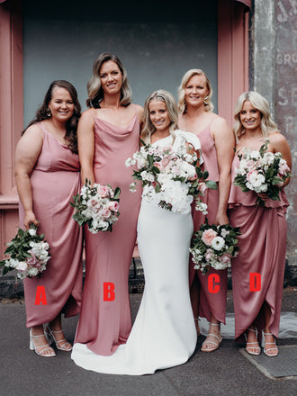 Charming Mismatched Spaghetti Straps Long Bridesmaid Dresses Online,SFWG00384