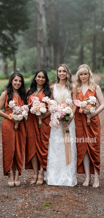 Charming V-neck Spaghetti Straps Long Bridesmaid Dresses Online,SFWG00385