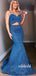 Simple V-neck Mermaid Two-piece Long Prom Dresses,SFPD0101