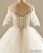 Sweetheart Off Shoulder Half Sleeve Ivory Lace Tulle Ball Gown Lace Up Wedding Dresses, WD0111