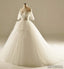 Sweetheart Off Shoulder Half Sleeve Ivory Lace Tulle Ball Gown Lace Up Wedding Dresses, WD0111