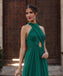 Simple Halter Green A-line Chiffon Prom Dresses,SFPD0172