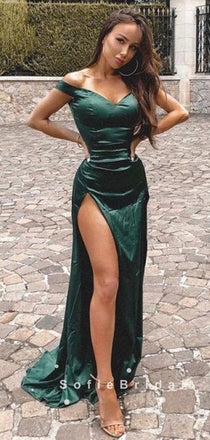 Mermaid Off The Shoulder Split Side Cheap Long Prom Dresses Online,SFPD0024