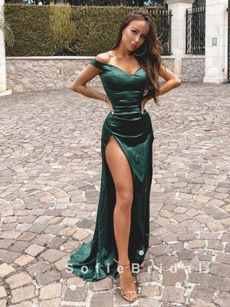 Mermaid Off The Shoulder Split Side Cheap Long Prom Dresses Online,SFPD0024