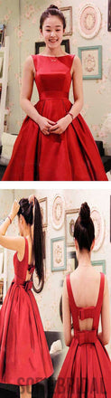 Elegant Red Satin Simple Homecoming Prom Dresses, SF0058