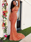 New Arrival Mermaid Orange Sequin Long Prom Dresses,SFPD0165