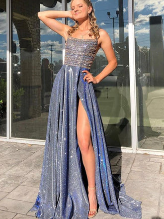 Simple A-line Satin Long Prom Dresses,SFPD0098
