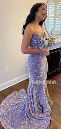 Sparkly Sweetheart Mermaid Sequin Simple Prom Dresses,SFPD0178