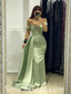 Sexy Satin Off Shoulder V-Neck Sleeveless Mermaid Prom Dresses/Evening Dresses,SFPD0368