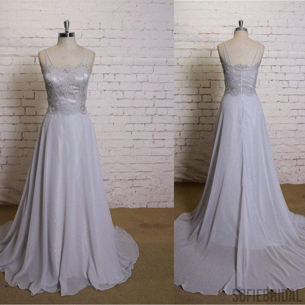 Unique Design Lace Top A-line Chiffon Simple Wedding Dresses for Summer Wedding, WD0220