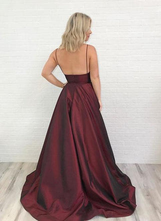 Simple V-neck Long A-line Prom Dresses, Cheap Prom Dresses, PD0757