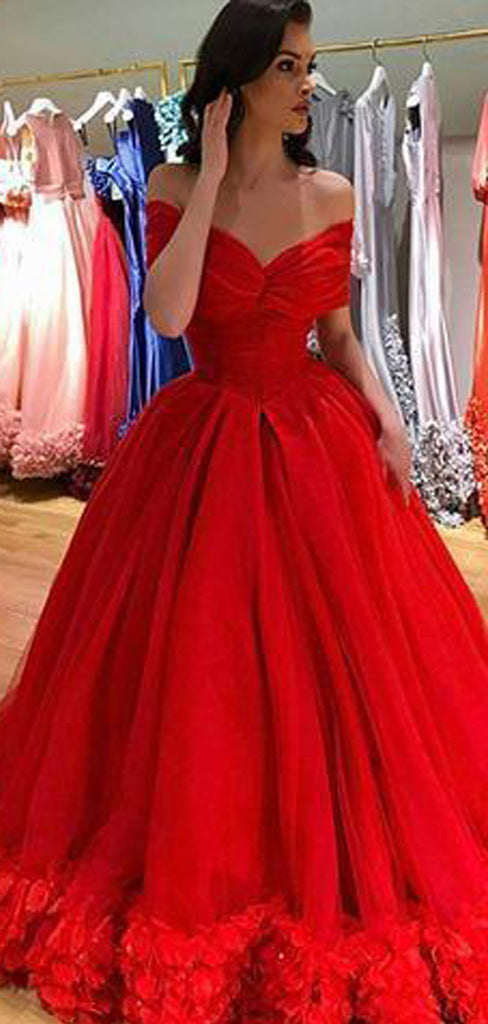 Red Off Shoulder Prom Dresses, A-line Prom Dresses, Popular Prom Dresses, Long Prom Dresses, WD0131