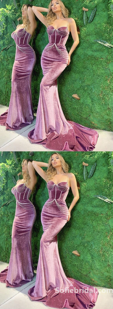 Sexy Velvet Sweetheart Sleeveless Evening Dress,Mermaid Evening prom dresses, Forma Women Dress,SFPD0207