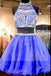 Sexy 2 pieces beaded Royal Blue short homecoming prom dresses, CM0028