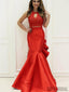 2 Pieces Lace Top Mermaid Satin Ruffles Prom Dresses, PD0893