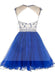 Sexy Open back Royal Blue Short Tulle homecoming prom dresses, CM0008