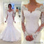 Long Sleeve Off Shoulder Mermaid Lace Custom Wedding Dresses Online, WD349