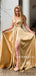 Halter Deep V-neck Lace-up Back Prom Dresses With Split, PD0132