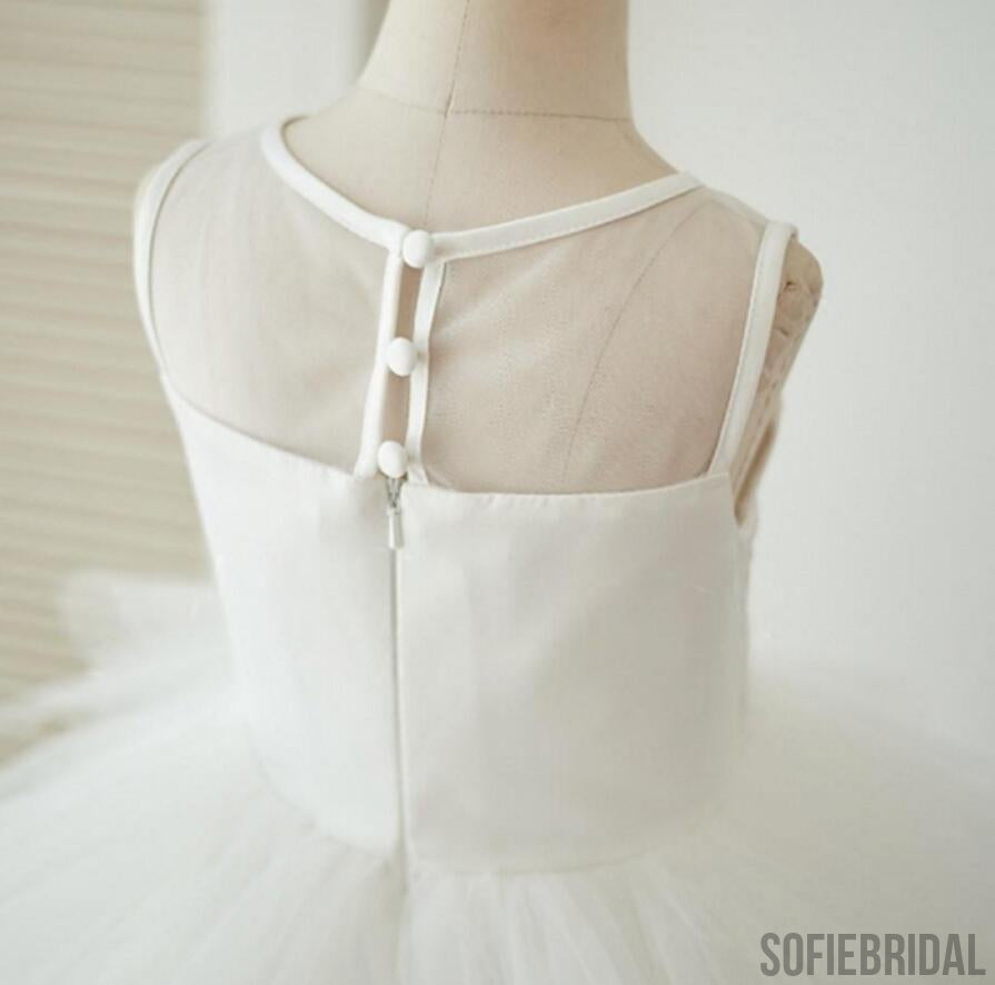 Lovely Ivory Tulle Lace Flower Girl Dresses, Ballet Dresses, Little Girl Dresses, FG072