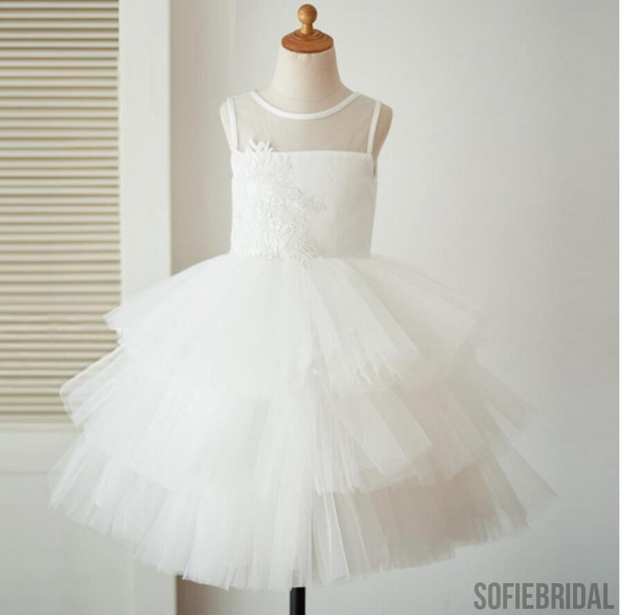 Lovely Ivory Tulle Lace Flower Girl Dresses, Ballet Dresses, Little Girl Dresses, FG072