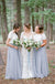 Short Sleeve White Top Light Grey Tulle Skirt Popular Bridesmaid Dresses, PD0300