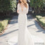 Sexy Deep V-Neck Long Sleeve Lace Top Mermaid Wedding Party Dresses, WD0038