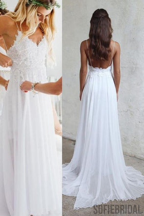 Sexy Backless Unique Casual Cheap Beach Wedding Dresses, WD311