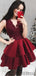 A-Line V-Neck Sleeveless Lace Top Homecoming Dresses With Ruffles, HD0118
