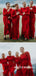 Mermaid Beteau Neck Simple Long SLeeves Red Bridesmaid Dresses, BD1088