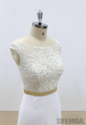 See Through Lace Sheath Cheap Beach Wedding Dresses Online, WD385