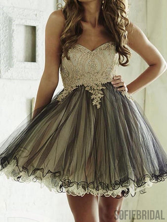 Cheap Cute Simple Lace Grey Homecoming Dresses 2018, CM489