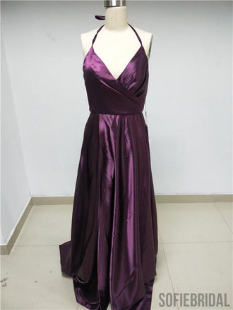 Halter Satin Prom Dresses_US6, SOD003