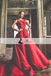 Scoop Backless Red A-line Satin Prom Dresses, Long Train Prom Dresses, Formal Dresses, PD0466