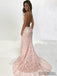 Blush Pink Lace Mermaid Prom Dresses, Long Prom Dresses, Backless Prom Dresses, PD0643