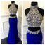 Gorgeous High Neck Two Pieces Sexy Mermaid Royal Blue Jersey Prom Dresses, WD0223