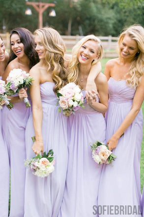 Sweetheart Strapless Sleeveless Chiffon Bridesmaid Dress With Pleats, BD1013