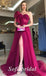 Elegant Tulle One Shoulder sleeveless Bone Side Slit A-Line Long Prom Dresses, PD0824
