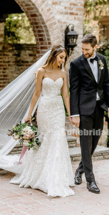 Simple Sweetheart Mermaid Lace Long Wedding Dresses Online,SFWD0045