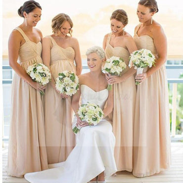 Inexpensive Chiffon One Shoulder Empire Waist Pregnant Women Sweet Heart Floor-length A Line  Bridesmaid Dresses, WG60