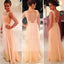 Pretty Morden Lace Top Seen Through Back Cheap Prom Dress, Chiffon Long Bridesmaid Dress, WG66