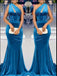 Elegant Velvet One Shoulder Floor Length Mermaid Bridesmaid Dresses, SFWG00435