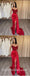 Sexy Red Sequin Top Satin Bottom Sweetheart Sleeveless Side Slit Mermaid Long Prom Dresses/Evening Dresses,SFPD0363