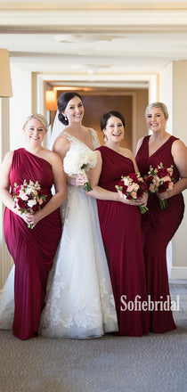Simple One-shoulder Side Slit Cheap Bridesmaid Dresses Online,SFWG00372