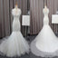 Gorgeous Elegant White Lace Mermaid Tulle Wedding Party Dresses, Bridal Gown, WD0072