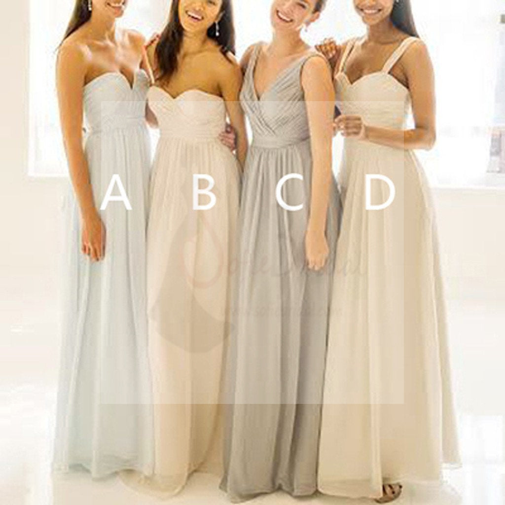 Popular Mismatched Simple Chiffon Floor-Length Custom Make High Quality Affordable Bridesmaid Dresses, WG076