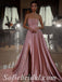 Shiny Satin Tulle Sweetheart Sleeveless Side Slit A-Line Long Prom Dresses/Evening Dresses,SFPD0360