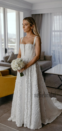 Cheap Spaghetti Straps Lace Long Wedding Dresses Online,SFWD0028